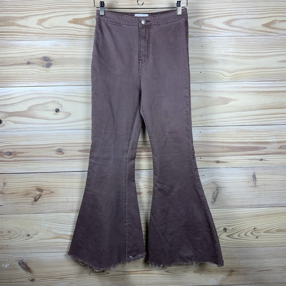 By Together Pants Women Medium Flare Purple Stretch Jeans Hippie Bohemian